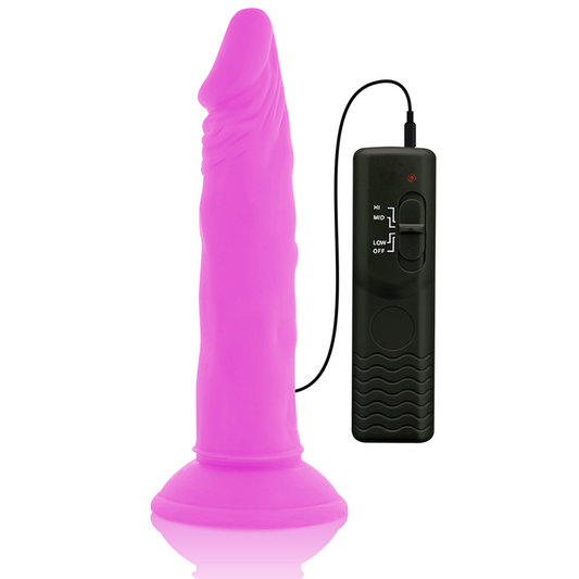 DIVERSIA - DILDO REALÍSTICO FLEXIBLE CON VIBRACIÓN LILA 23 CM -O- 4.3 CM DIVERSIA