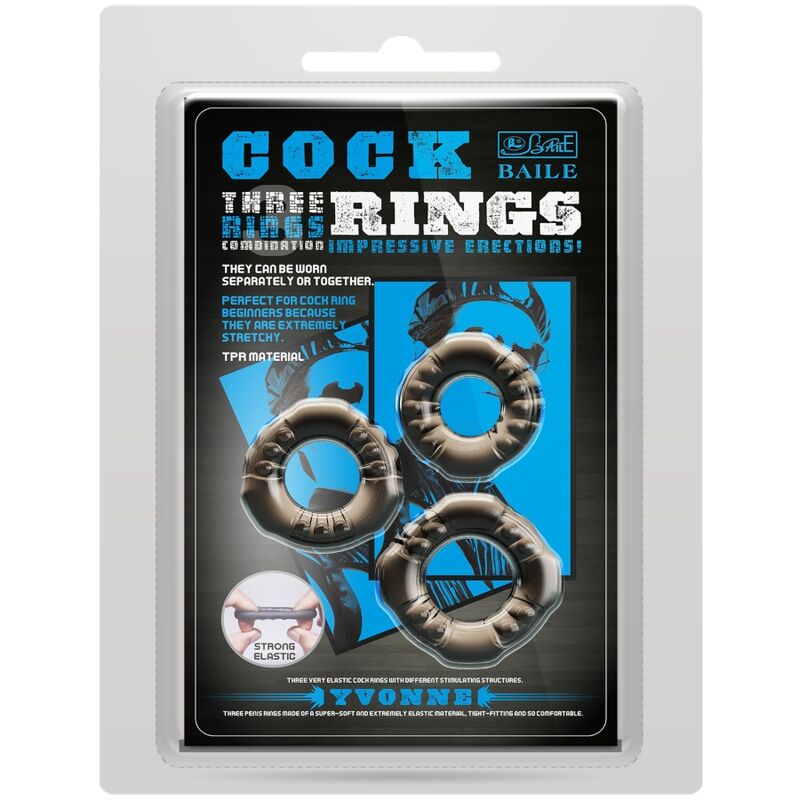 BAILE - COCK RINGS YVONNE SET 3 ANILLOS PENE BAILE