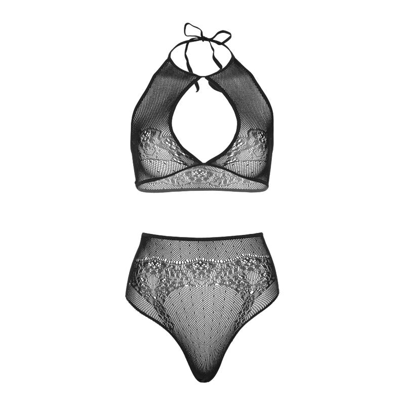 LEG AVENUE - SET DOS PIEZAS TOP CORTO CUELLO HALTER Y TANGA TALLA ÚNICA LEG AVENUE SETS