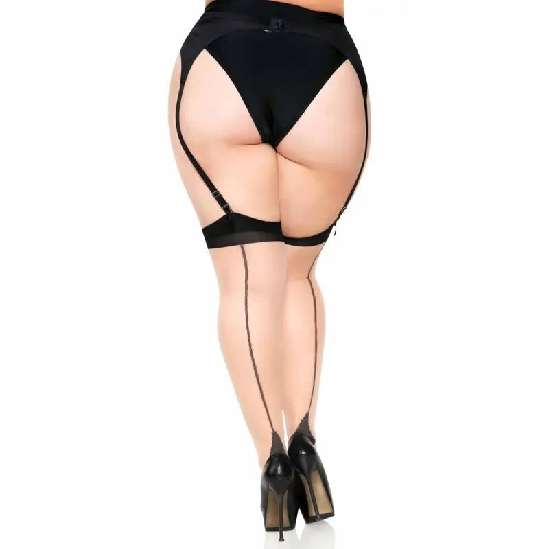 LEG AVENUE - MEDIAS NUDE CON TACON CUBANO Y COSTURA TRASERA PLUS LEG AVENUE HOSIERY