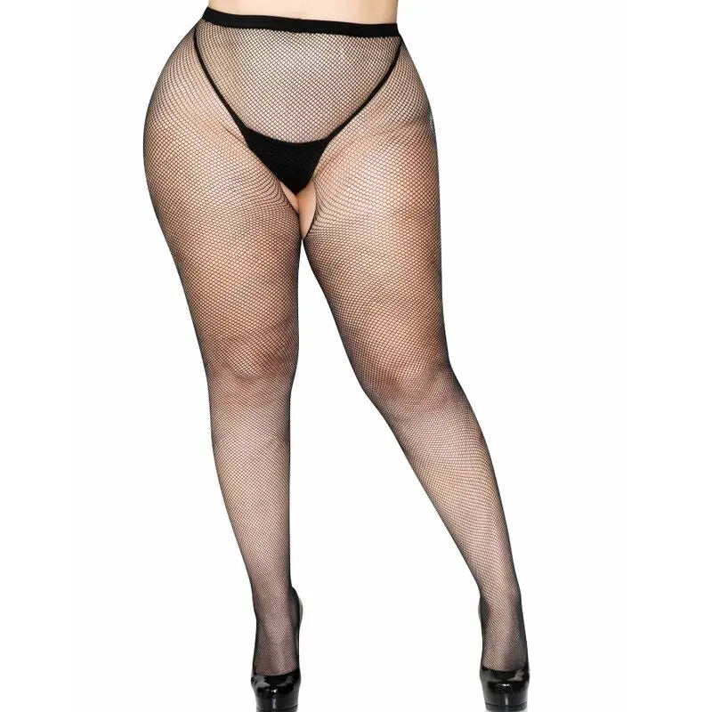 LEG AVENUE - PANTYS DE REJILLA CON ABERTURA EN LA ENTREPIERNA PLUS LEG AVENUE HOSIERY