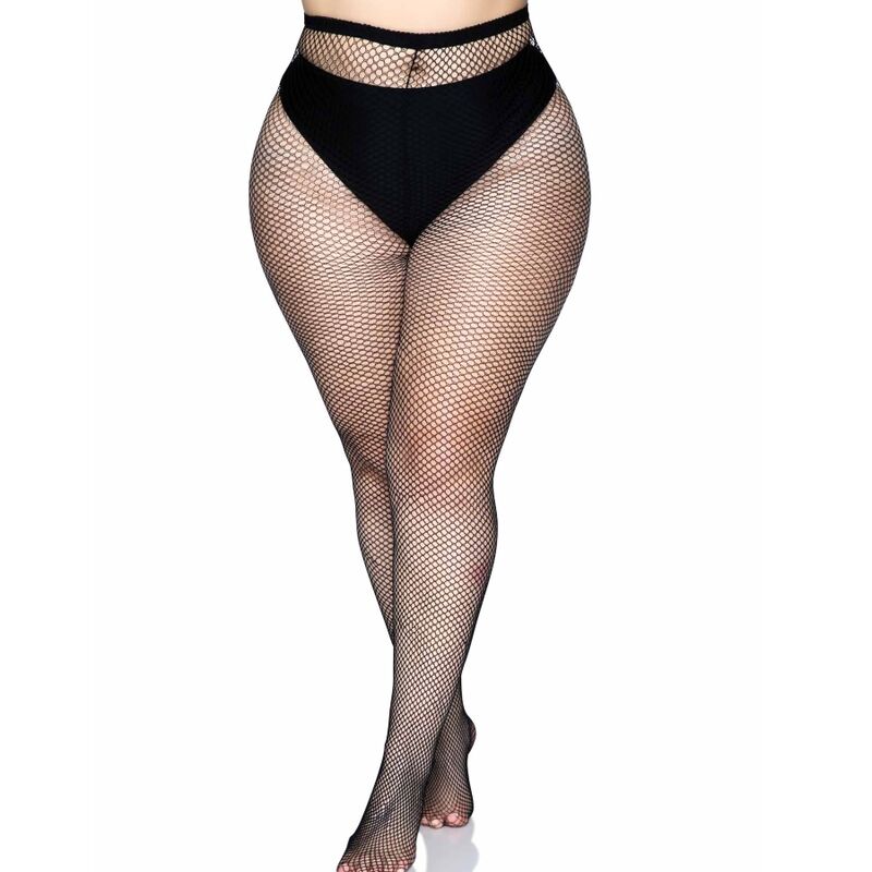 LEG AVENUE - MEDIAS EN RED NEGRO TALLA GRANDE LEG AVENUE HOSIERY