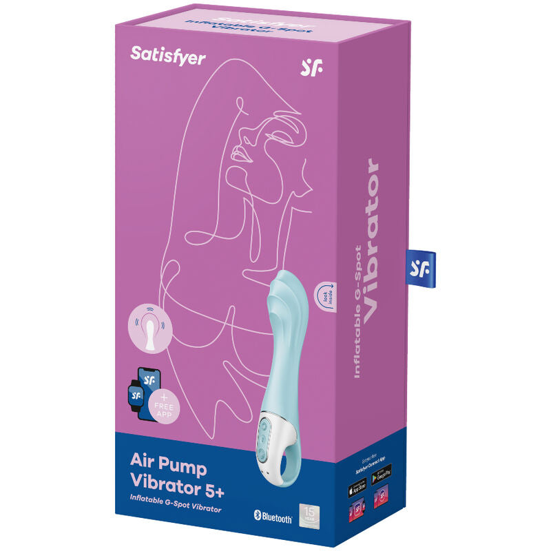 SATISFYER - AIR PUMP VIBRATOR 5+ VIBRADOR PUNTO G INFLABLE APP AZUL SATISFYER CONNECT