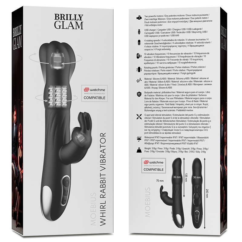 BRILLY GLAM - MOEBIUS RABBIT VIBRATOR & ROTATOR COMPATIBLE CON WATCHME WIRELESS TECHNOLOGY BRILLY GLAM