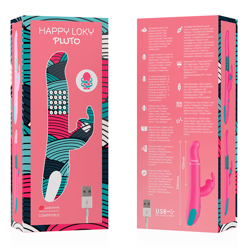 HAPPY LOKY - PLUTO RABBIT VIBRATOR & ROTATOR COMPATIBLE CON WATCHME WIRELESS TECHNOLOGY HAPPY LOKY