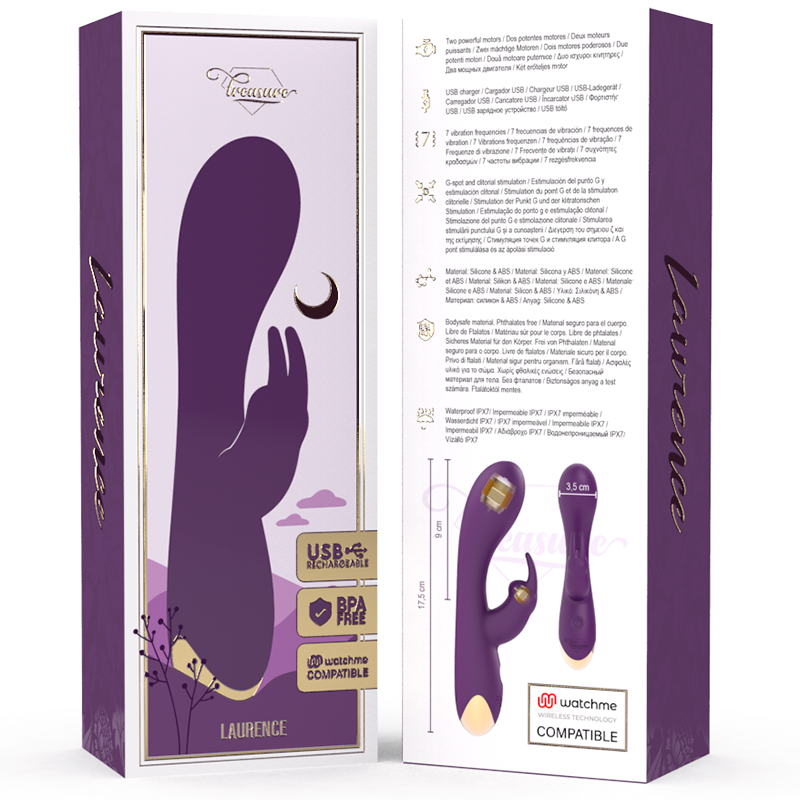 TREASURE - LAURENCE RABBIT VIBRADOR COMPATIBLE CON LA TECNOLOGÍA WATCHME WIRELESS TREASURE