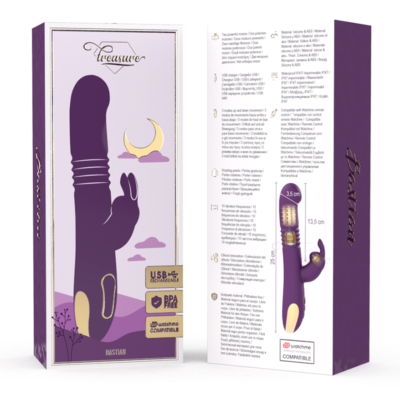 TREASURE - BASTIAN RABBIT UP & DOWN, ROTATOR & VIBRATOR COMPATIBLE CON WATCHME WIRELESS TECHNOLOGY TREASURE