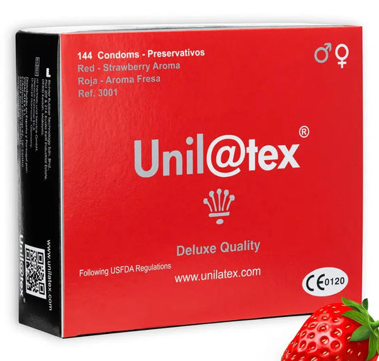 UNILATEX - PRESERVATIVOS ROJOS/FRESA 144 UDS UNILATEX