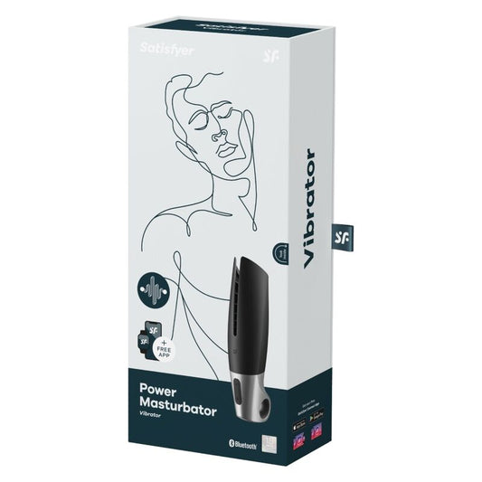 SATISFYER - POWER MASTURBATOR NEGRO Y PLATA SATISFYER MEN