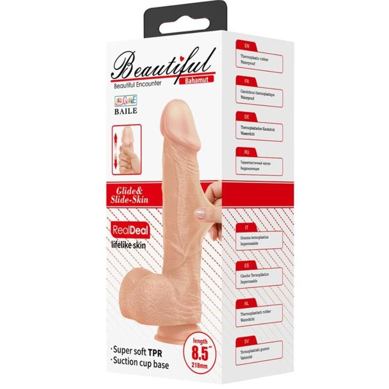 BAILE - BEAUTIFUL ENCOUNTER BAHAMUT DILDO REALISTICO FLEXIBLE 21.8 CM NATURAL BAILE DILDOS