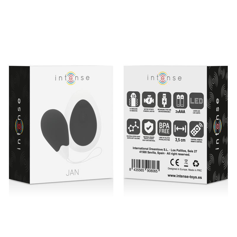 INTENSE - JAN HUEVO VIBRADOR CONTROL REMOTO NEGRO INTENSE COUPLES TOYS