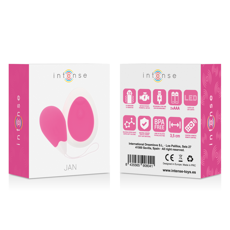 INTENSE - JAN HUEVO VIBRADOR CONTROL REMOTO ROSA INTENSE COUPLES TOYS