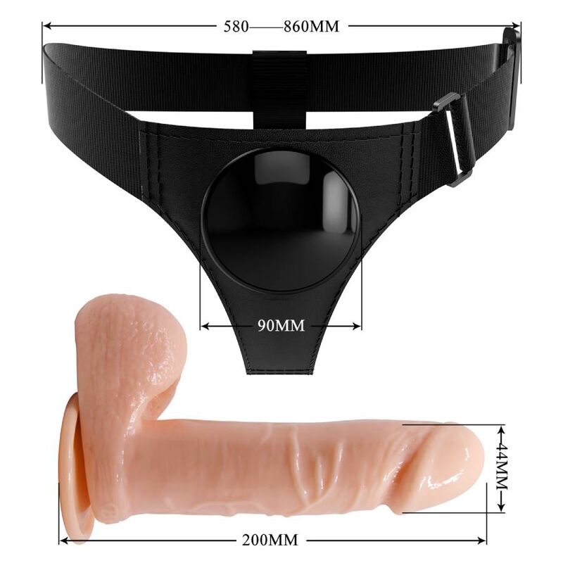 PRETTY LOVE - HARNESS BRIEFS ARNÉS UNIVERSAL CON DILDO TOM 20 CM NATURAL PRETTY LOVE