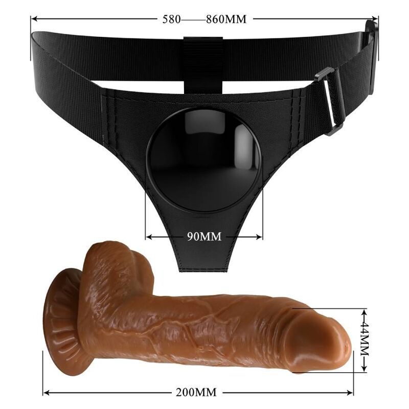 PRETTY LOVE - HARNESS BRIEFS ARNÉS UNIVERSAL CON DILDO MICHEAL 20 CM NEGRO PRETTY LOVE