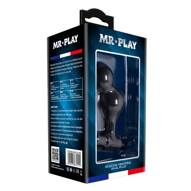 MR PLAY - PLUG ANAL VIBRADOR DE SILICONA NEGRO MR PLAY