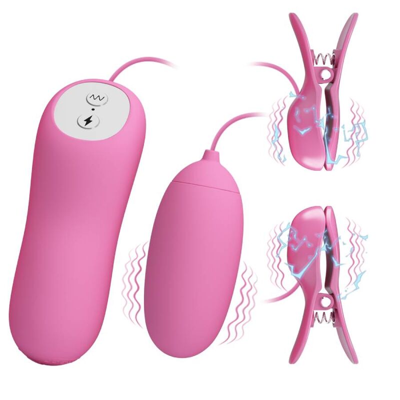 PRETTY LOVE - PINZAS CON VIBRACIÓN Y ELETROSHOCK ROSA PRETTY LOVE