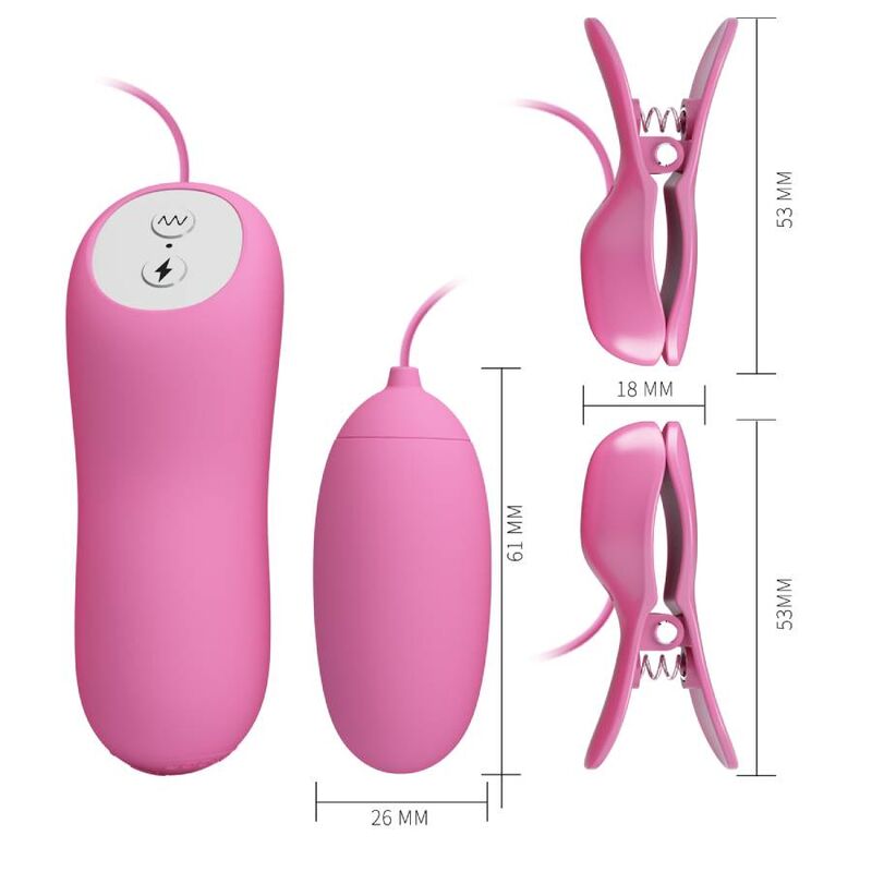 PRETTY LOVE - PINZAS CON VIBRACIÓN Y ELETROSHOCK ROSA PRETTY LOVE