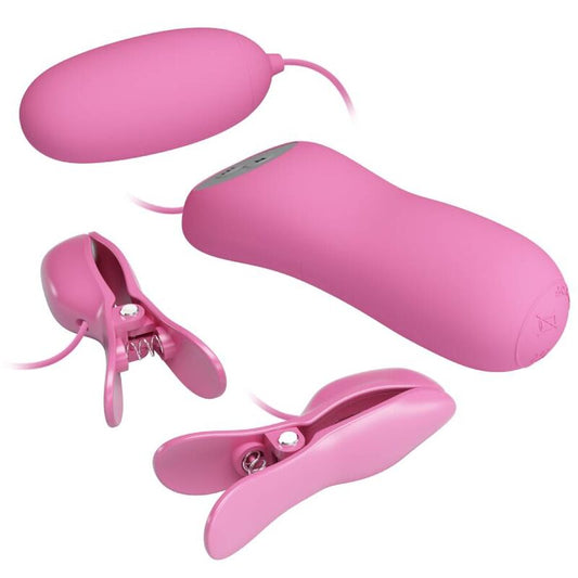PRETTY LOVE - PINZAS CON VIBRACIÓN Y ELETROSHOCK ROSA PRETTY LOVE
