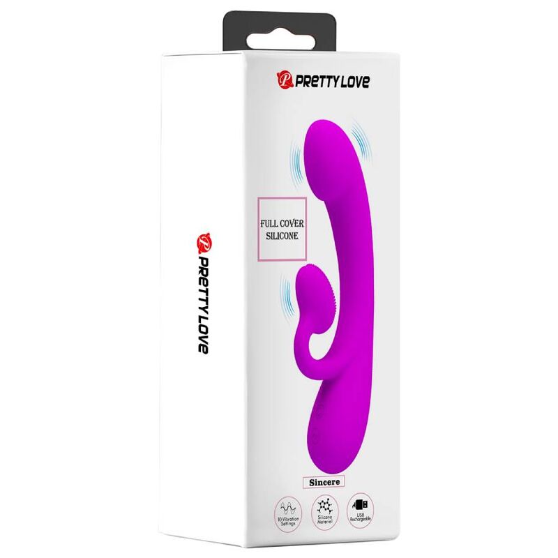 PRETTY LOVE - SINCERE VIBRADOR Y SUCCIONADOR DE CLITORIS SILICONA MORADO PRETTY LOVE