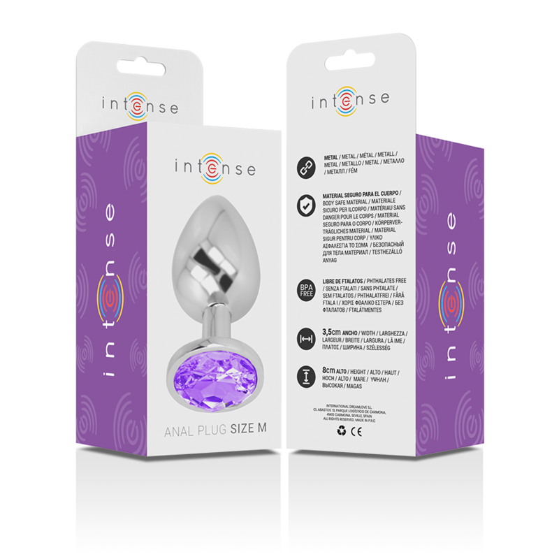 INTENSE - PLUG ANAL METAL ALUMINIO CON CRISTAL VIOLETA TALLA M INTENSE ANAL TOYS