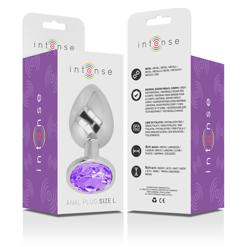 INTENSE - PLUG ANAL METAL ALUMINIO CON CRISTAL VIOLETA TALLA L INTENSE ANAL TOYS
