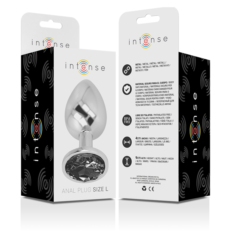 INTENSE - PLUG ANAL METAL ALUMINIO CON CRISTAL NEGRO TALLA L INTENSE ANAL TOYS