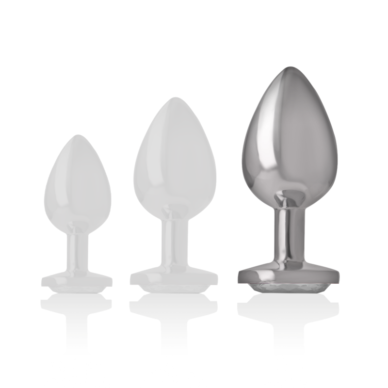 INTENSE - PLUG ANAL METAL ALUMINIO CON CRISTAL PLATA TALLA L INTENSE ANAL TOYS