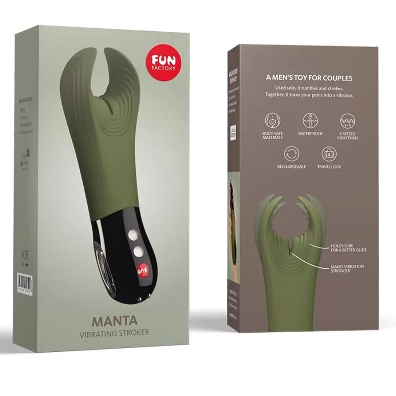 FUN FACTORY - MANTA MASTURBADOR VIBRADOR DEEP MOSS GREEN & NEGRO FUN FACTORY