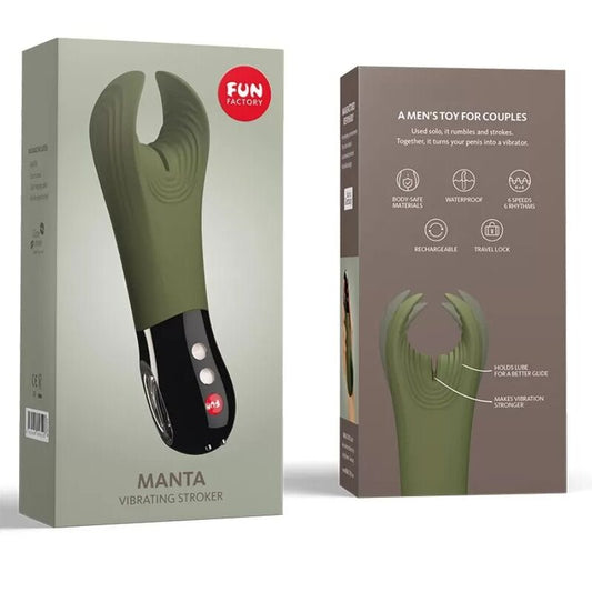 FUN FACTORY - MANTA MASTURBADOR VIBRADOR DEEP MOSS GREEN & NEGRO FUN FACTORY
