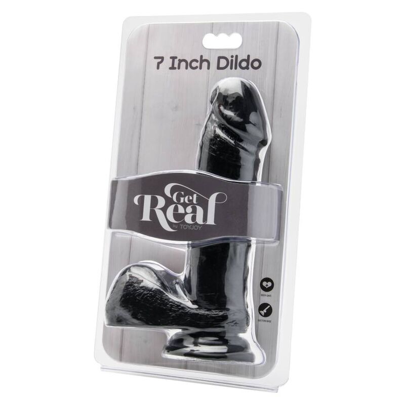 GET REAL - DILDO 18 CM CON TESTICULOS NEGRO GET REAL