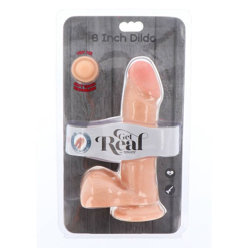 GET REAL - DUAL DENSITY DILDO 18 CM CON TESTICULOS NATURAL GET REAL