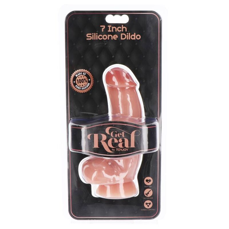 GET REAL - DILDO SILICONA 18 CM CON TESTICULOS NATURAL GET REAL