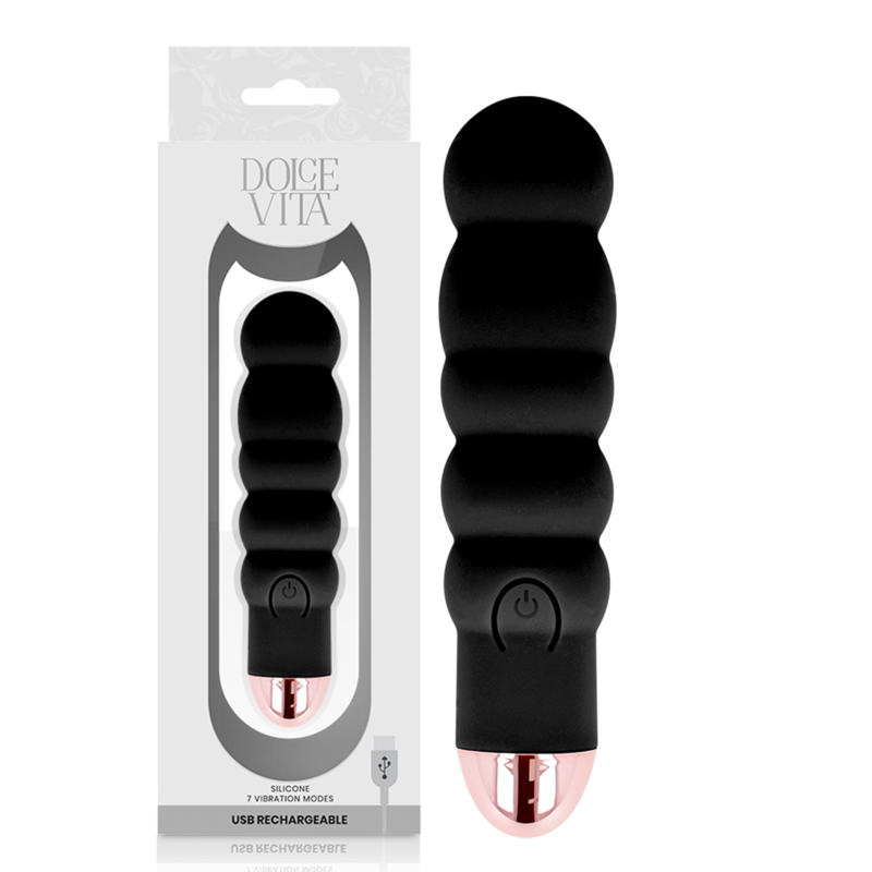 DOLCE VITA - VIBRADOR RECARGABLE SIX NEGRO 7 VELOCIDADES DOLCE VITA
