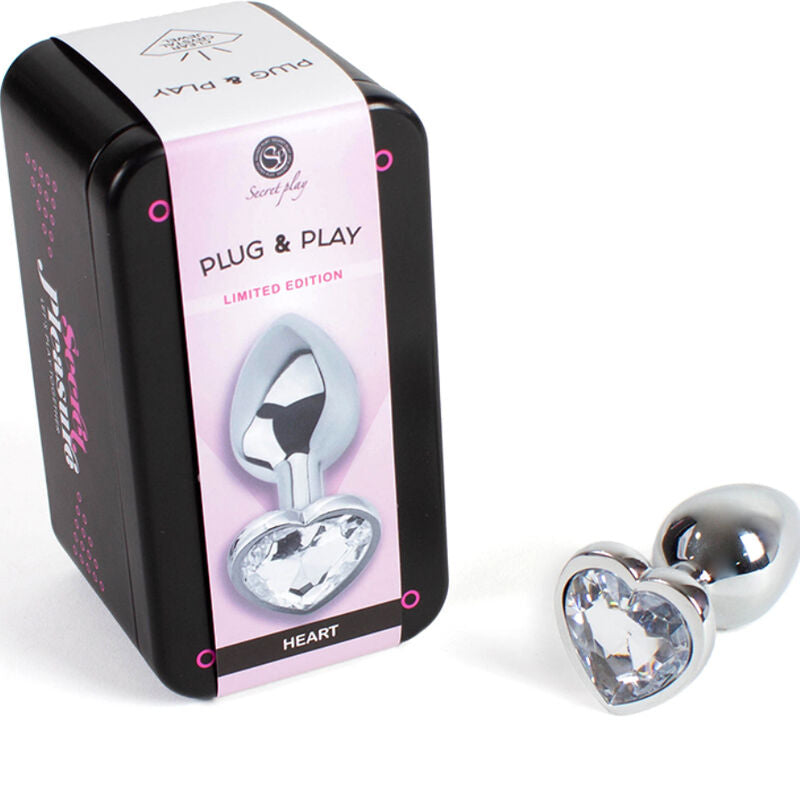 SECRETPLAY - METAL BUTT PLUG CORAZÓN TRANSPARENTE TALLA S 7 CM SECRETPLAY TOYS