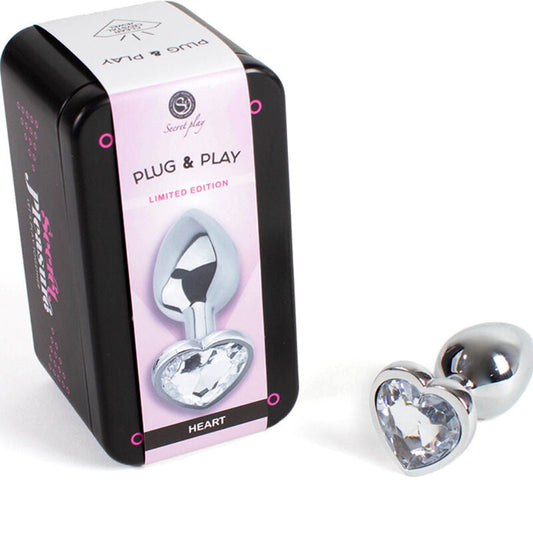 SECRETPLAY - METAL BUTT PLUG CORAZÓN TRANSPARENTE TALLA S 7 CM SECRETPLAY TOYS