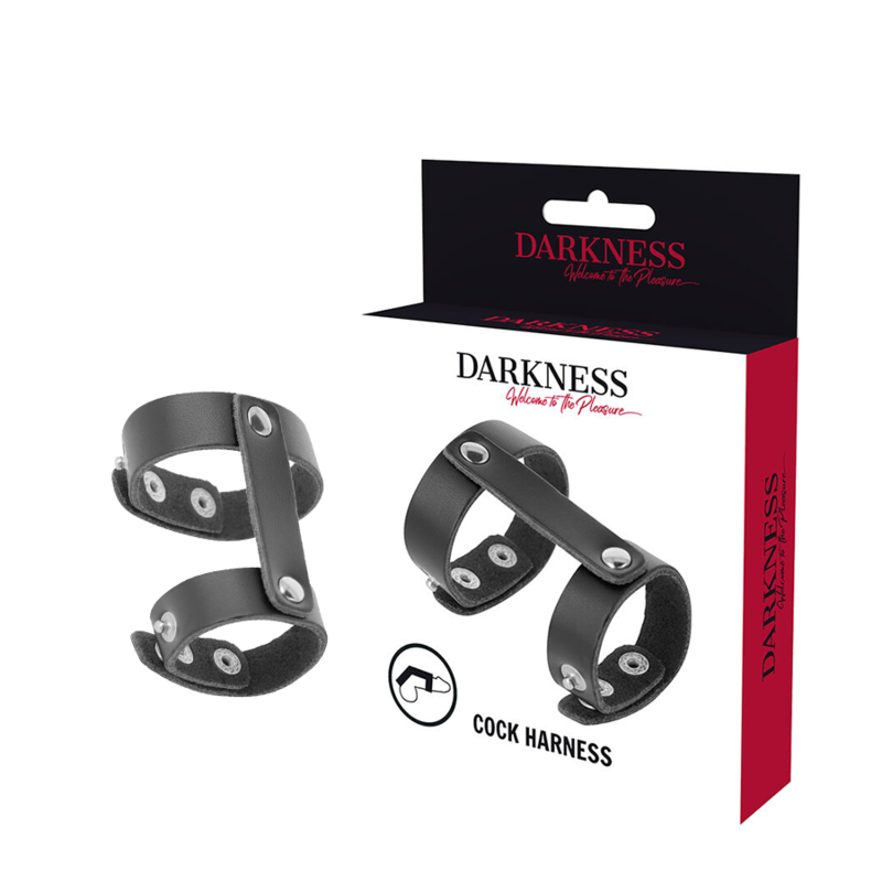 DARKNESS - ANILLO PENE Y TESTICULOS AJUSTABLE LEATHER DARKNESS BONDAGE