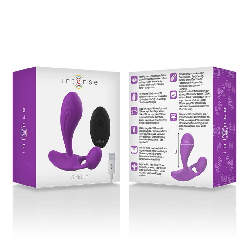INTENSE - SHELLY DUO ANAL-PERINEO , VAGINAL-CLITORIS REMOTO MORADO INTENSE ANAL TOYS