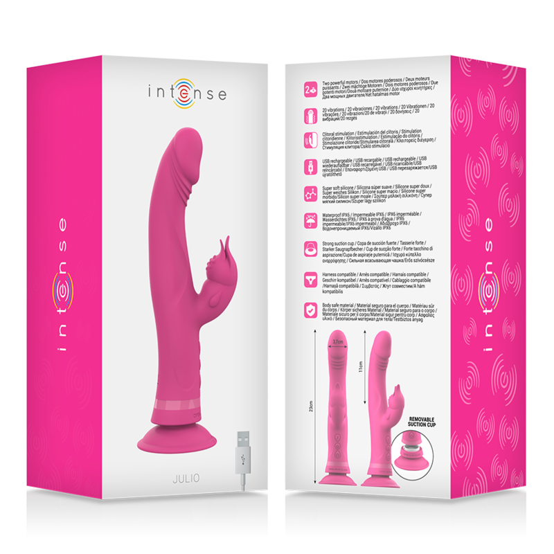 INTENSE - JULIO VIBRADOR RABBIT SILICONA ROSA INTENSE FUN