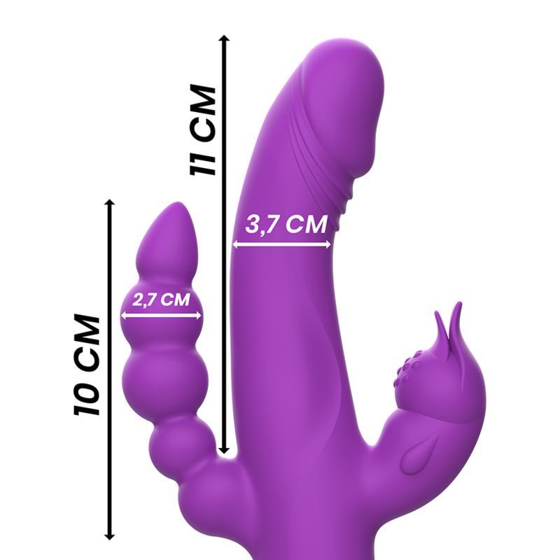INTENSE - CASANOVA VIBRADOR RABBIT SILICONA TRIPLE MOTOR MORADO INTENSE FUN