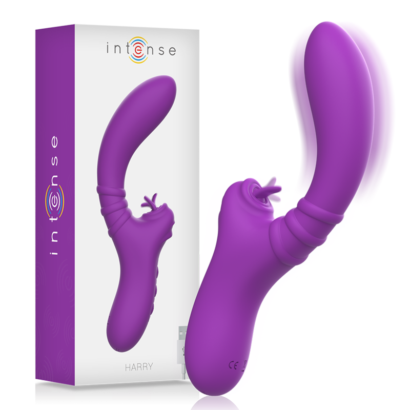 INTENSE - HARRY VIBRADOR FLEXIBLE CON LENGUA MORADO INTENSE FUN