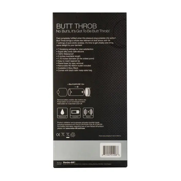 ROCKS-OFF - BUTT THROB ESTIMULADOR DEL PUNTO P 7 VELOCIDADES NEGRO ROCKS-OFF