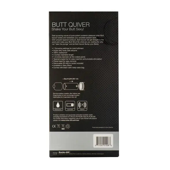 ROCKS-OFF - BUTT QUIVER ESTIMULADOR DEL PUNTO P 7 VELOCIDADES NEGRO ROCKS-OFF