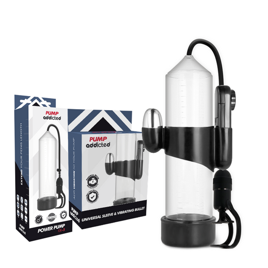 PUMP ADDICTED - BOMBA ERECCIÓN RX5 TRANSPARENTE CON VIBRADOR PUMP ADDICTED