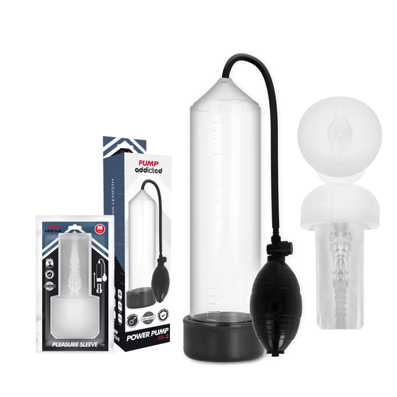PUMP ADDICTED - RX3 BOMBA ERECCIÓN CLEAR CON MASTURBADOR PUMP ADDICTED