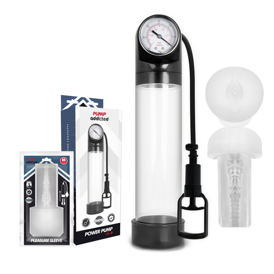 PUMP ADDICTED - BOMBA ERECCIÓN RX9 TRANSPARENTE CON MASTURBADOR PUMP ADDICTED