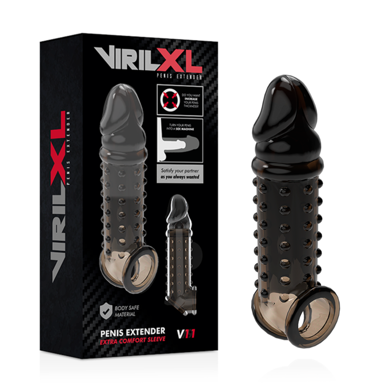 VIRILXL - EXTENSION Y FUNDA DE PENE  V11 NEGRO VIRILXL
