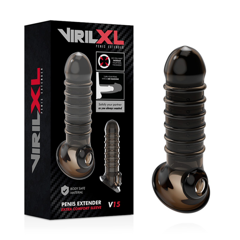 VIRILXL - EXTENSION Y FUNDA  DE PENE  V15 NEGRO VIRILXL