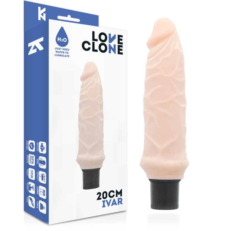 LOVECLONE - IVAR VIBRADOR REALISTICO  SELF LUBRICATION 20 CM -O- 3.7 CM LOVECLONE
