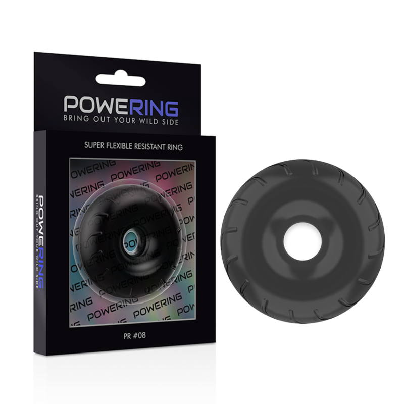 POWERING - SUPER FLEXIBLE Y RESISTENTE ANILLO PENE  5CM PR08 NEGRO POWERING