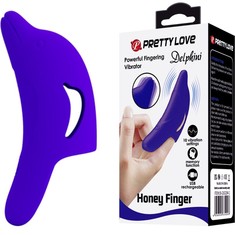 PRETTY LOVE - DELPHINI PODEROSO ESTIMULADOR DE DEDO AZUL OSCURO PRETTY LOVE
